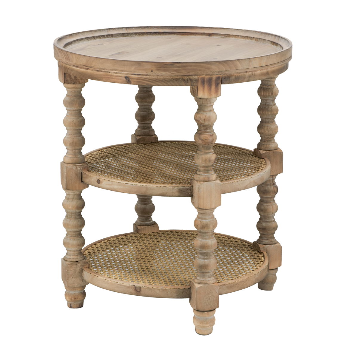 Round 3 Tiered Side Tabel, Natural End Tabel For Lving Room Bedroom Entryway - Brown