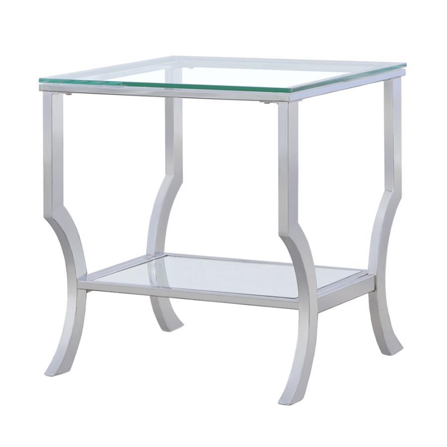 Saide - Square Glass Top Side End Table - Chrome
