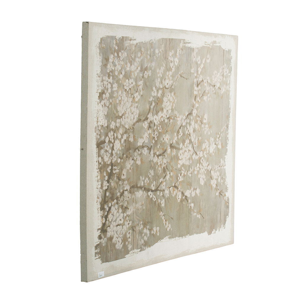 Large Cherry Blossom Canvas Art Print, Home Decor Accent Piece - Gray / White Matte