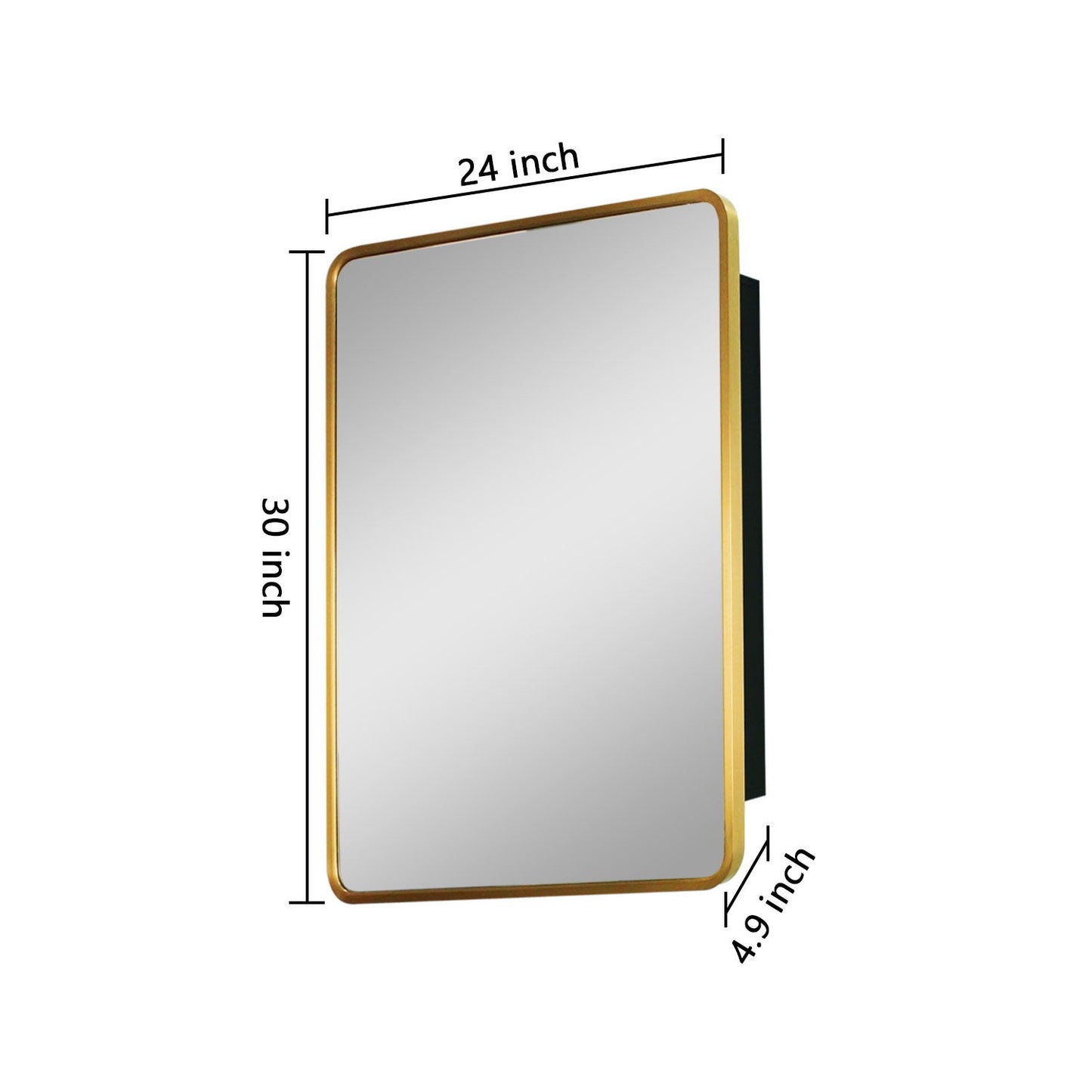 24X30" Gold Metal Framed Wall Mount Or Recessed Bathroom Medicine Cabinet With Mirror - Gold / Matte Black