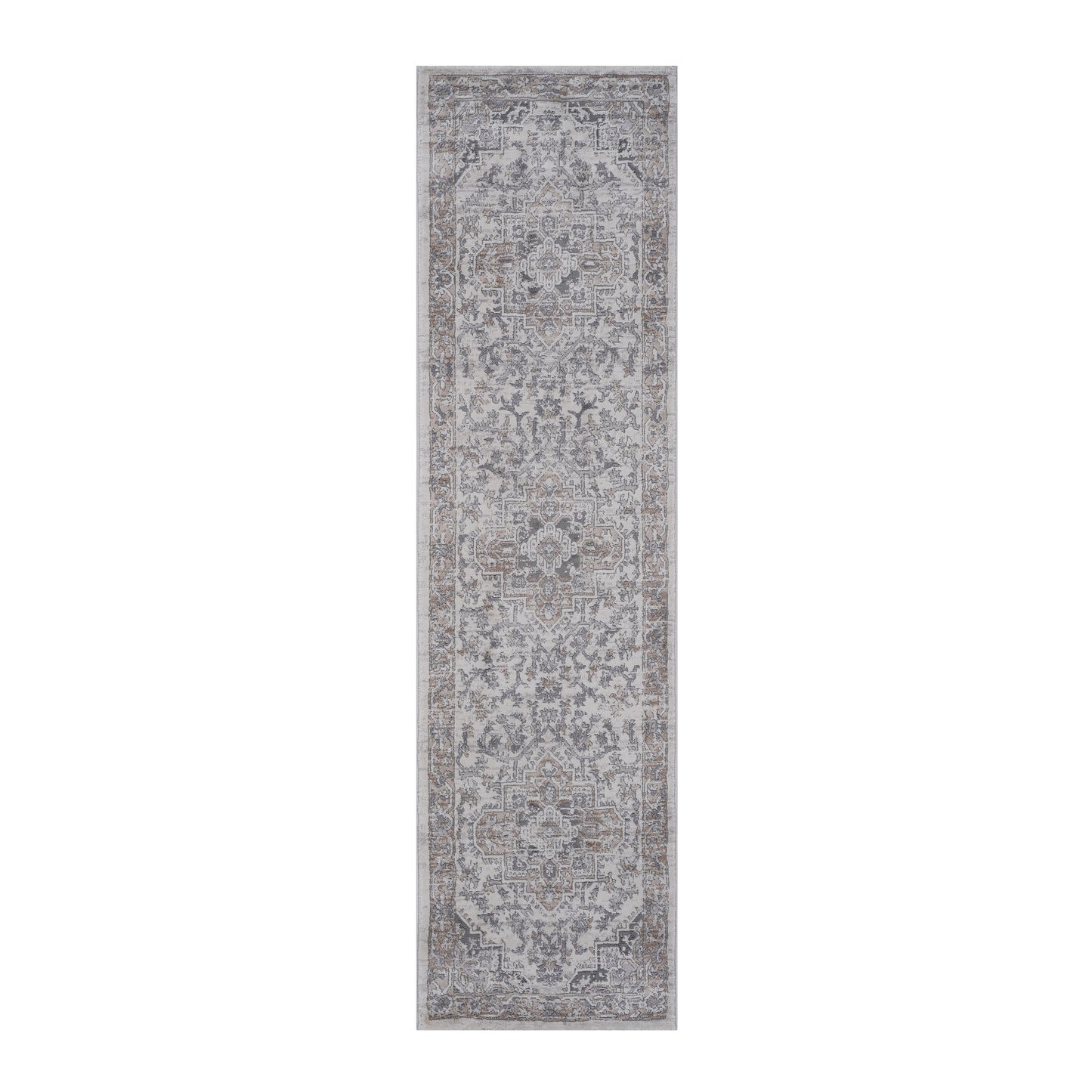 Marfi - 2' x 8' Oriental Non-Shedding Living Room Bedroom Dining Home Office Stylish And Stain Resistant Area Rug - Ivory / Beige