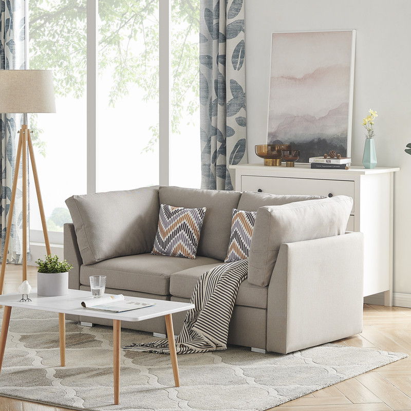 Amira - Fabric Loveseat Couch With Pillows