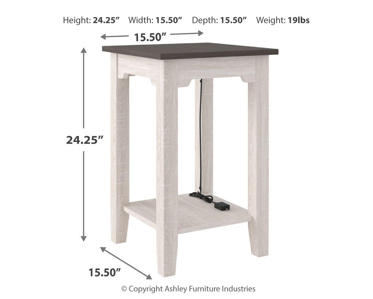 Dorrinson - White / Black / Gray - Chair Side End Table