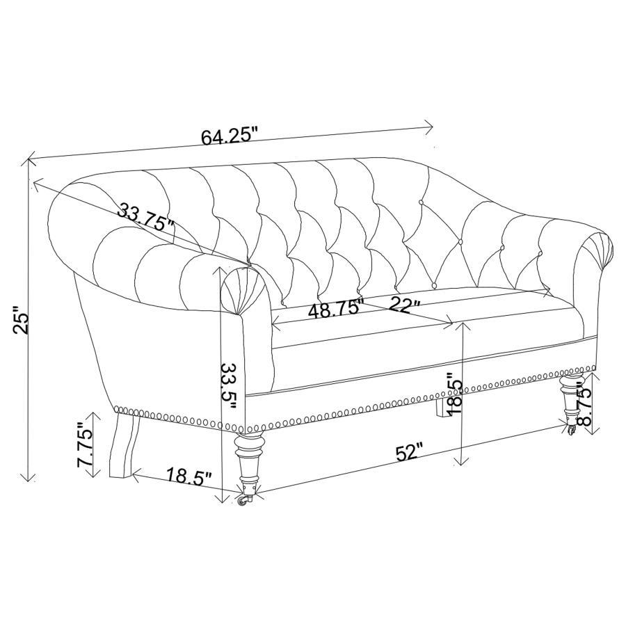 Billie - Upholstered Rolled Arm Tufted Loveseat - Natural
