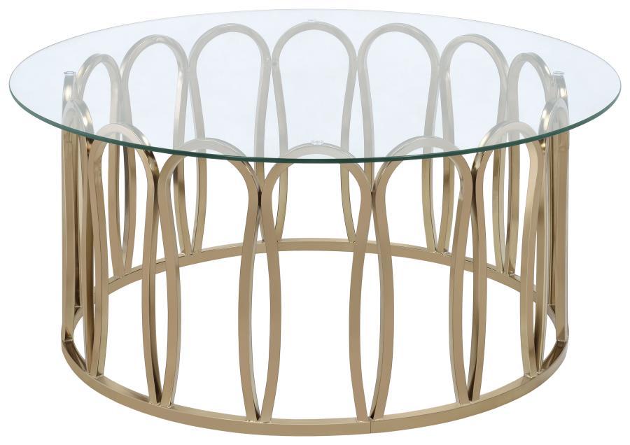 Monett - Round Coffee Table - Chocolate Chrome and Clear