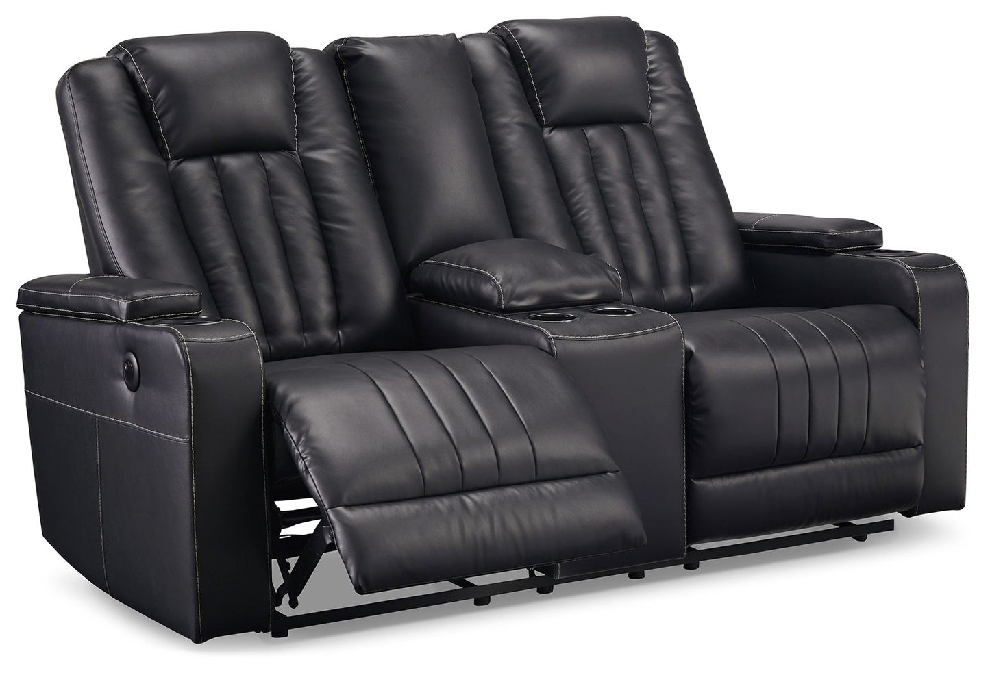 Center Point - Black - Dbl Rec Loveseat W/Console