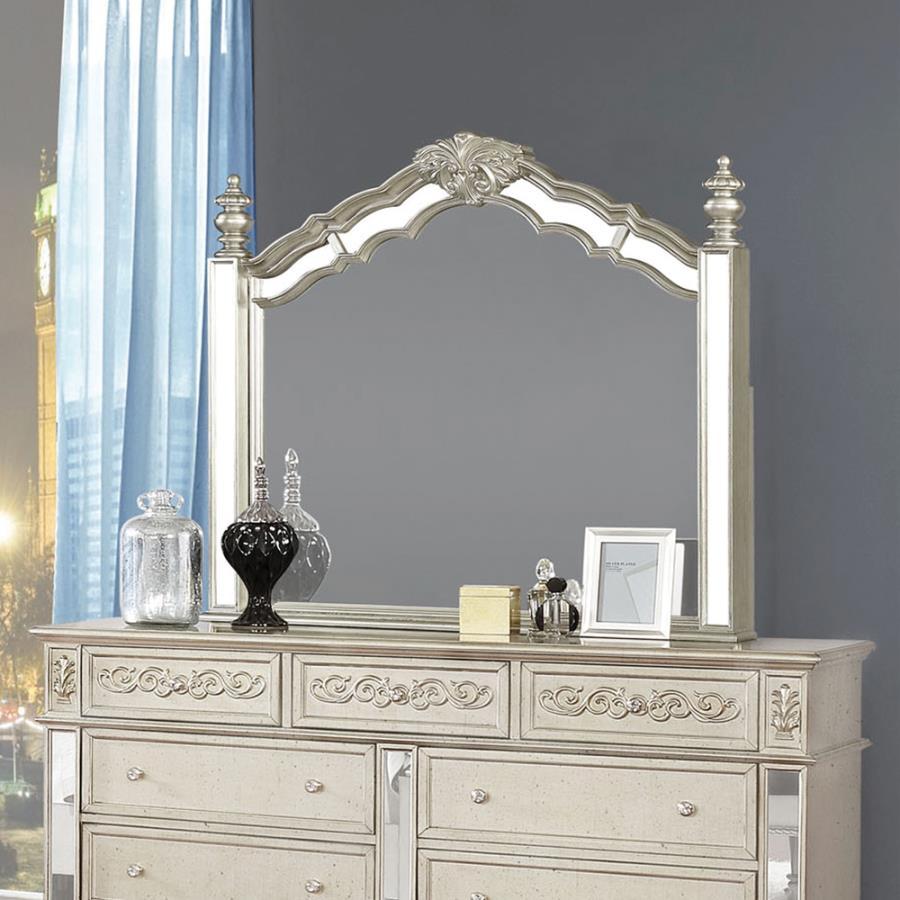 Heidi - Arched Dresser Mirror - Metallic Platinum
