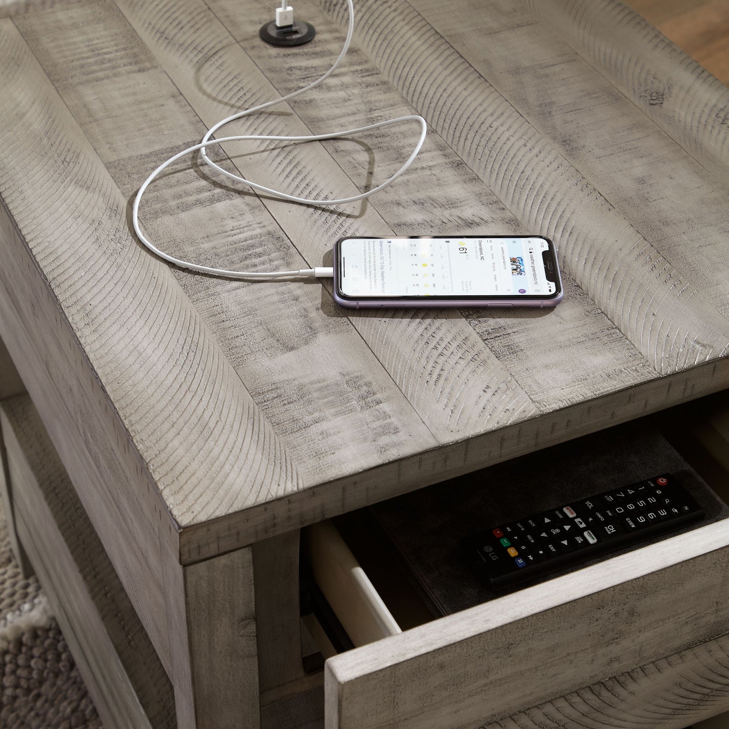 Naydell - Gray - Rectangular End Table