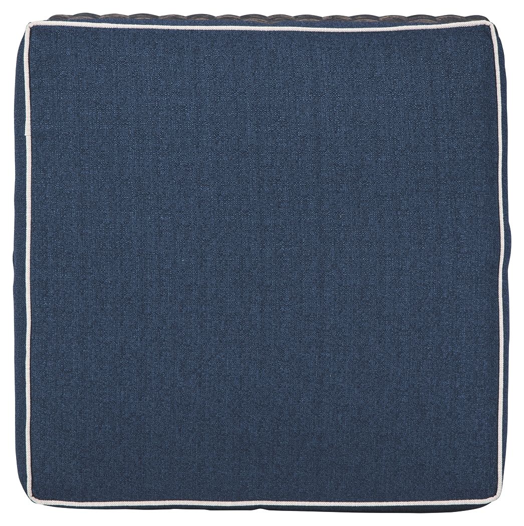Grasson - Brown / Blue - Ottoman With Cushion