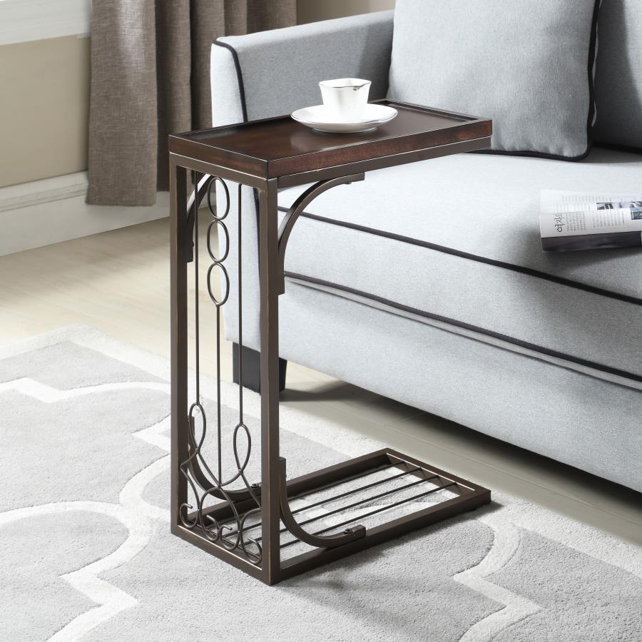 Alyssa - Accent Table - Brown and Burnished Copper