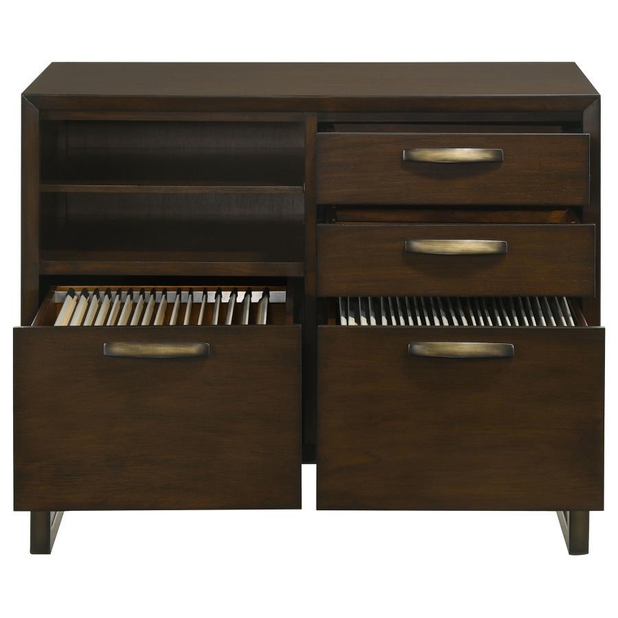 Marshall - 4-Drawer File Cabinet - Dark Walnut and Gunmetal