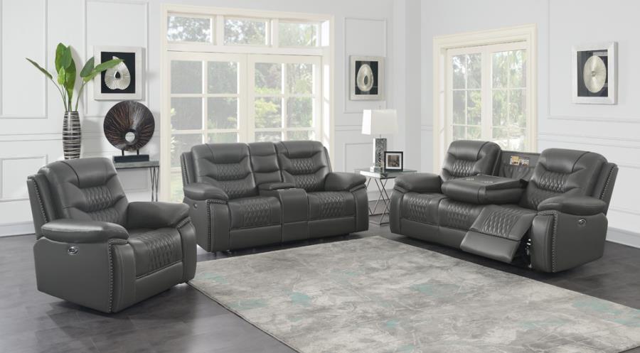 Flamenco - Tufted Upholstered Power Recliner - Charcoal