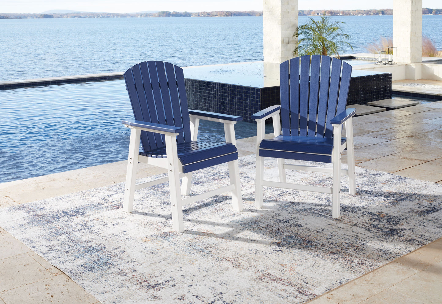 Toretto - Blue / White - Arm Chair (Set of 2)