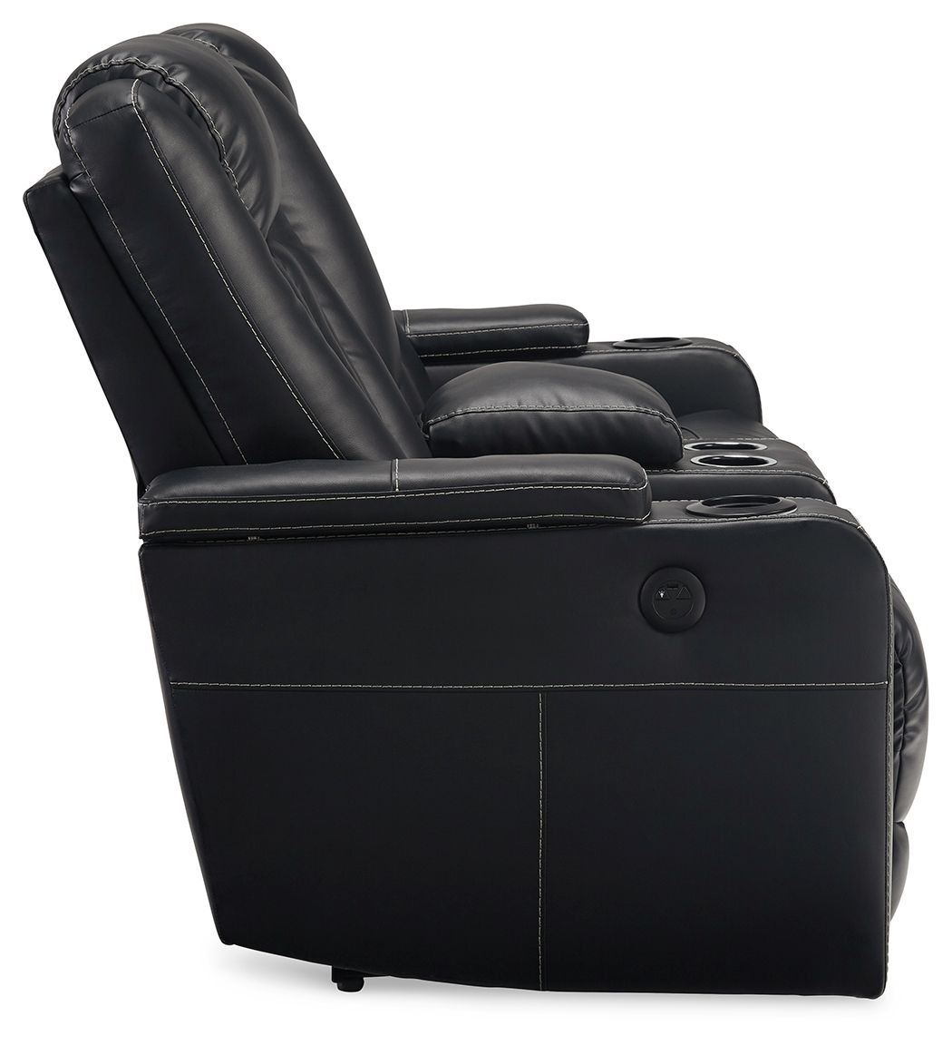 Center Point - Black - Dbl Rec Loveseat W/Console