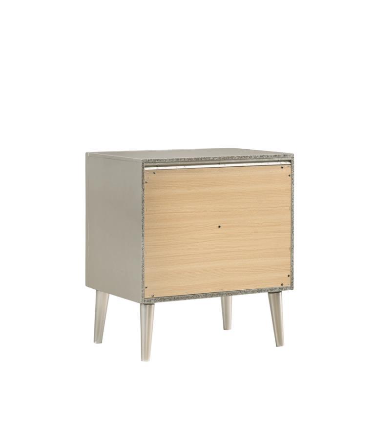 Ramon - 2-Drawer Nightstand - Metallic Sterling