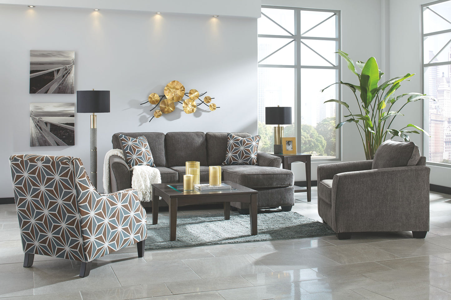 Brise - Slate - Queen Sofa Chaise Sleeper