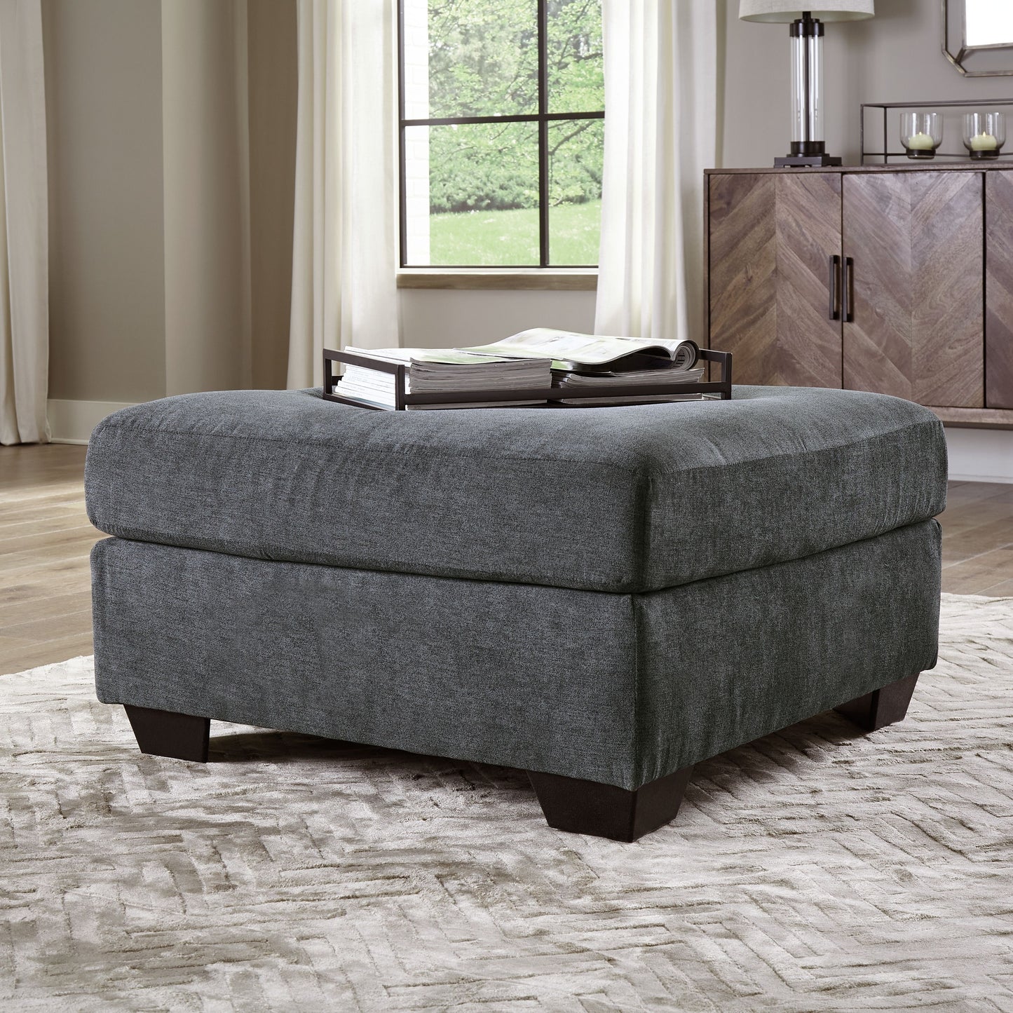 Ambrielle - Gunmetal - Oversized Accent Ottoman