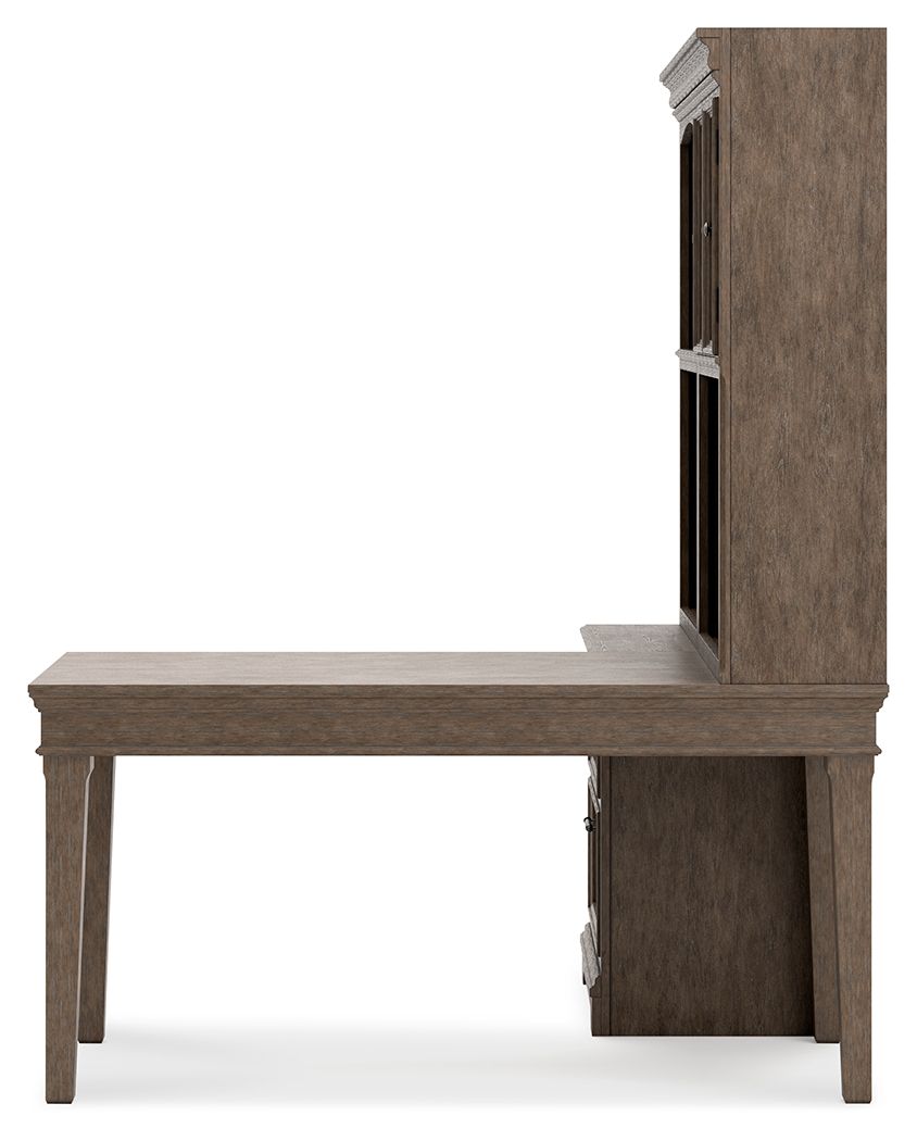Janismore - Weathered Gray - Desk With Bookcase Wall Unit