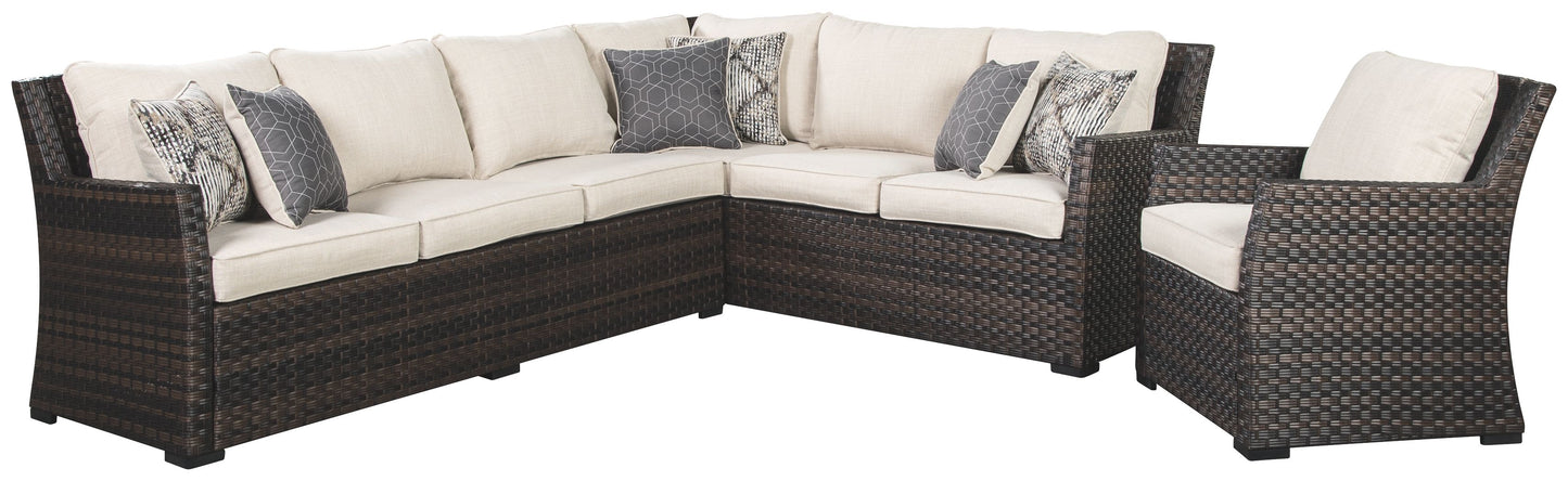 Easy - Dark Brown / Beige - Sofa Sec/chair W/Cush (Set of 3)