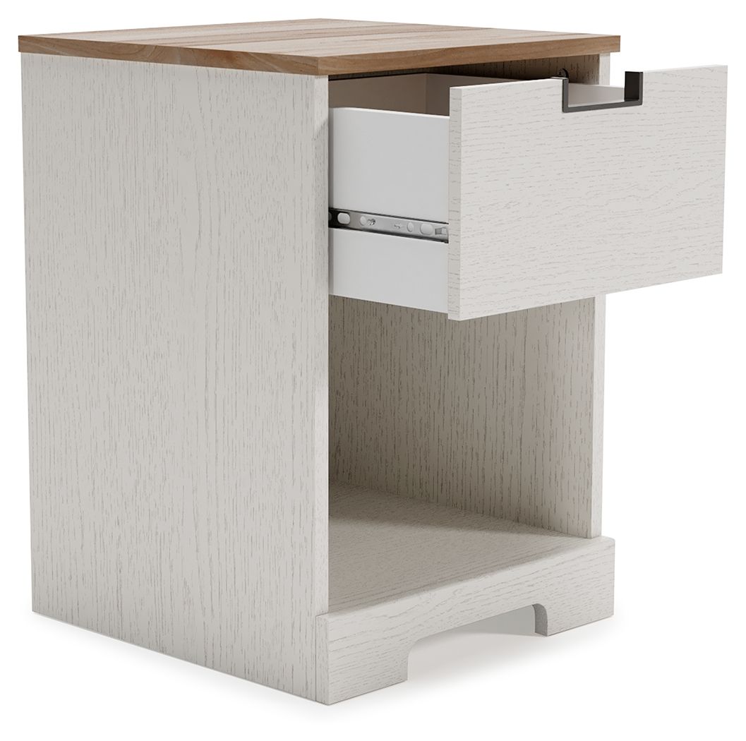 Vaibryn - White / Brown / Beige - One Drawer Night Stand
