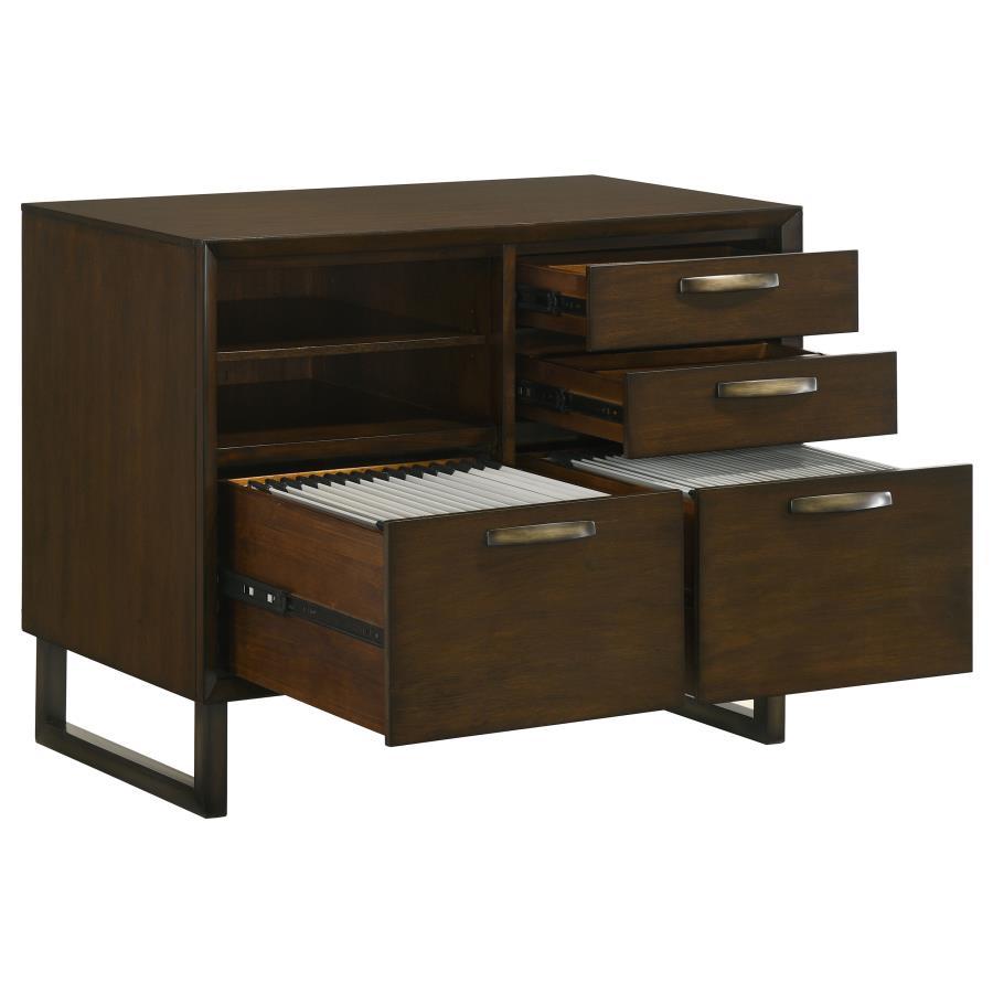 Marshall - 4-Drawer File Cabinet - Dark Walnut and Gunmetal