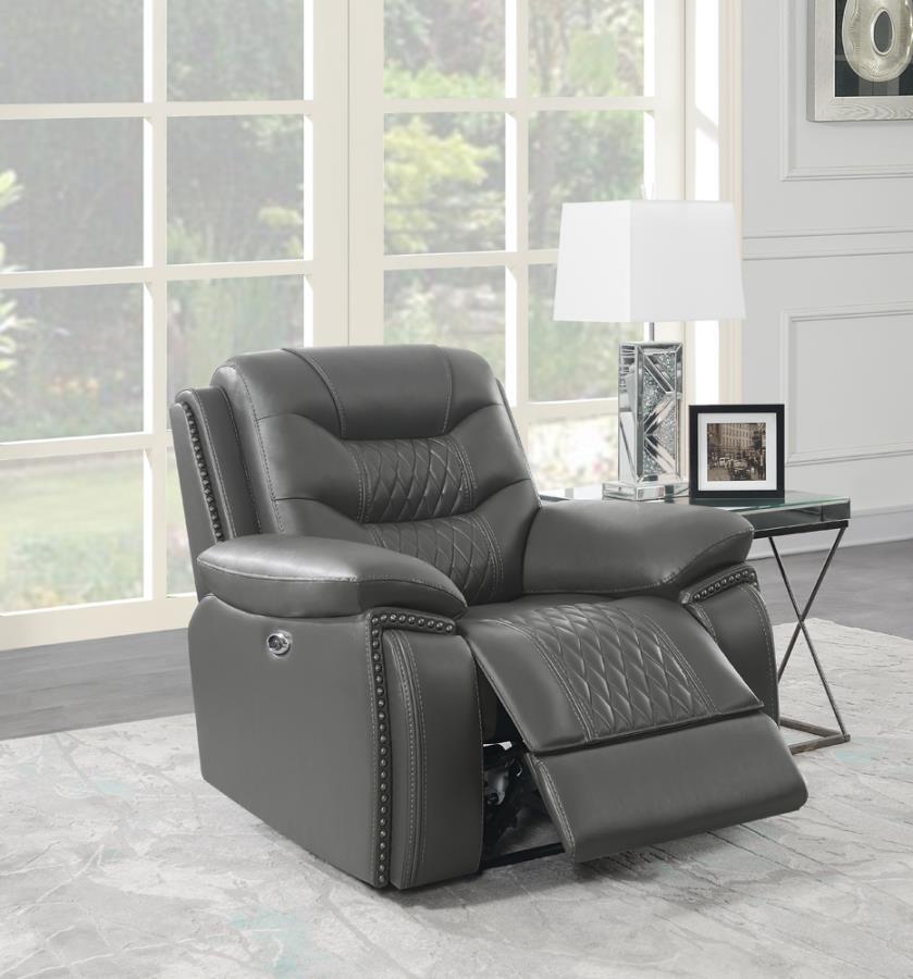 Flamenco - Tufted Upholstered Power Recliner - Charcoal