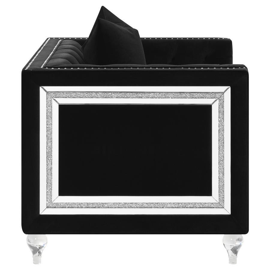Delilah - Upholstered Tufted Tuxedo Arm Chair - Black