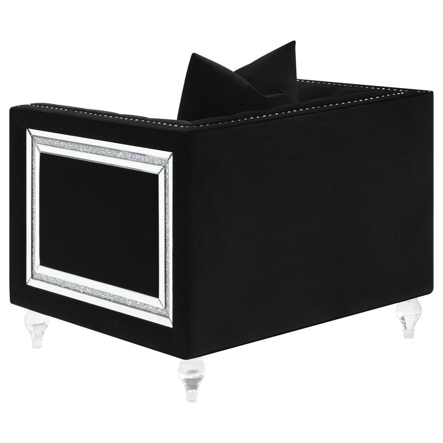Delilah - Upholstered Tufted Tuxedo Arm Chair - Black