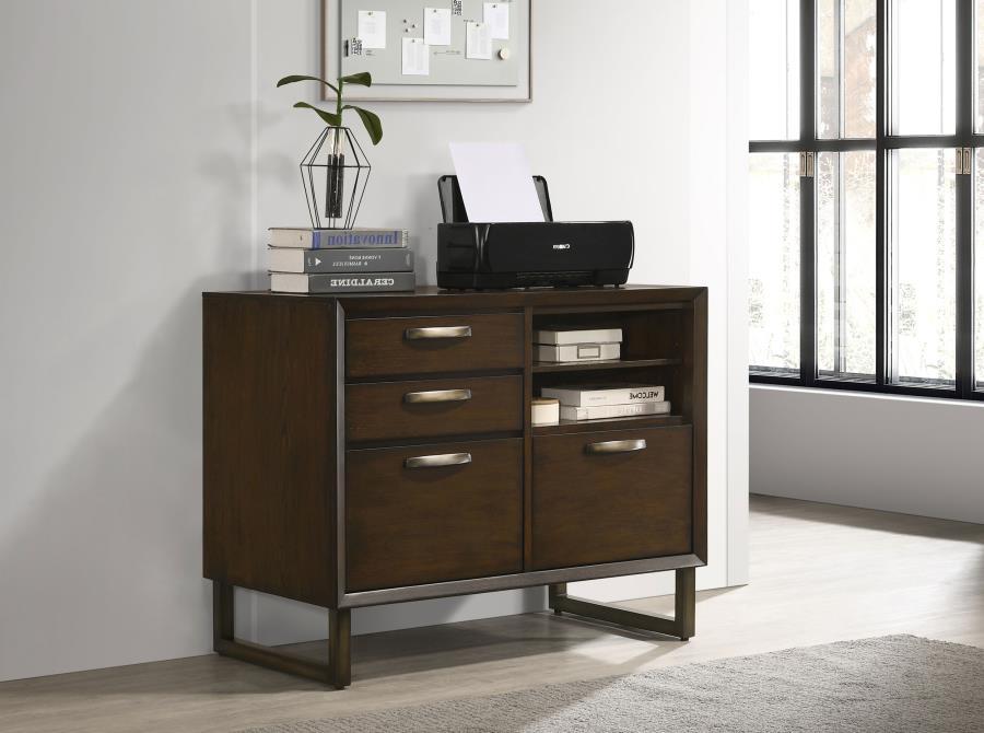 Marshall - 4-Drawer File Cabinet - Dark Walnut and Gunmetal