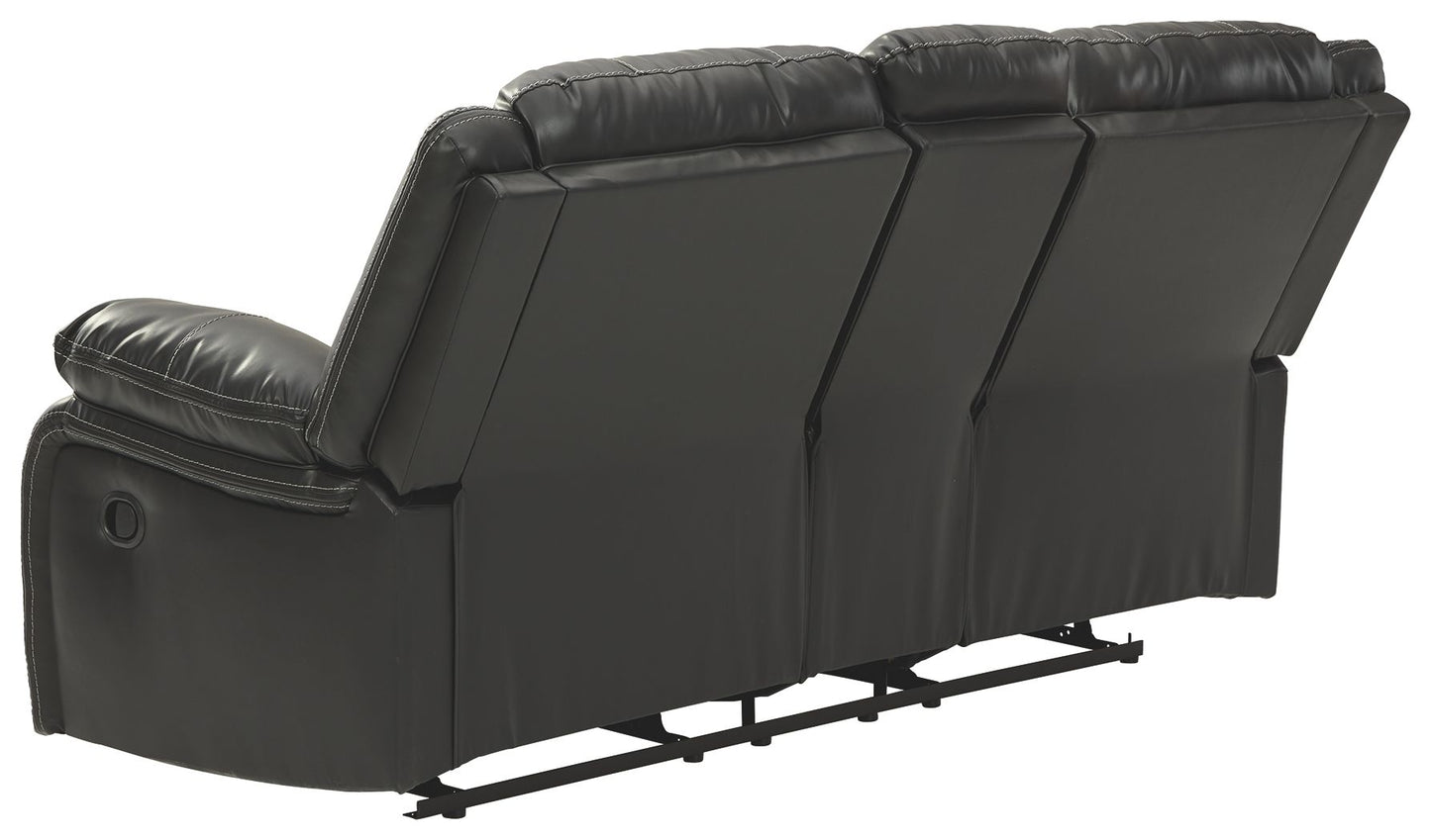 Calderwell - Black - Dbl Rec Loveseat W/Console