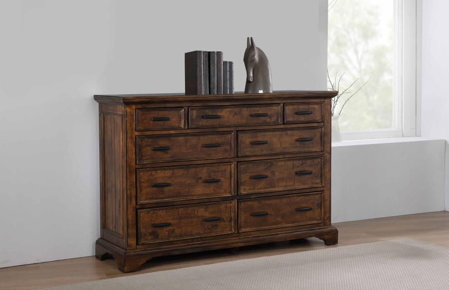 Elk Grove - 9-Drawer Dresser With Jewelry Tray - Vintage Bourbon