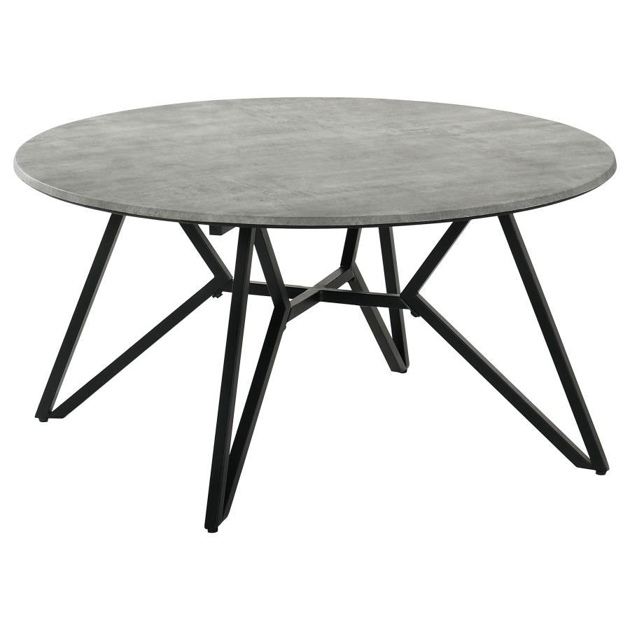 Hadi - Round Coffee Table With Hairpin Legs - Cement and Gunmetal