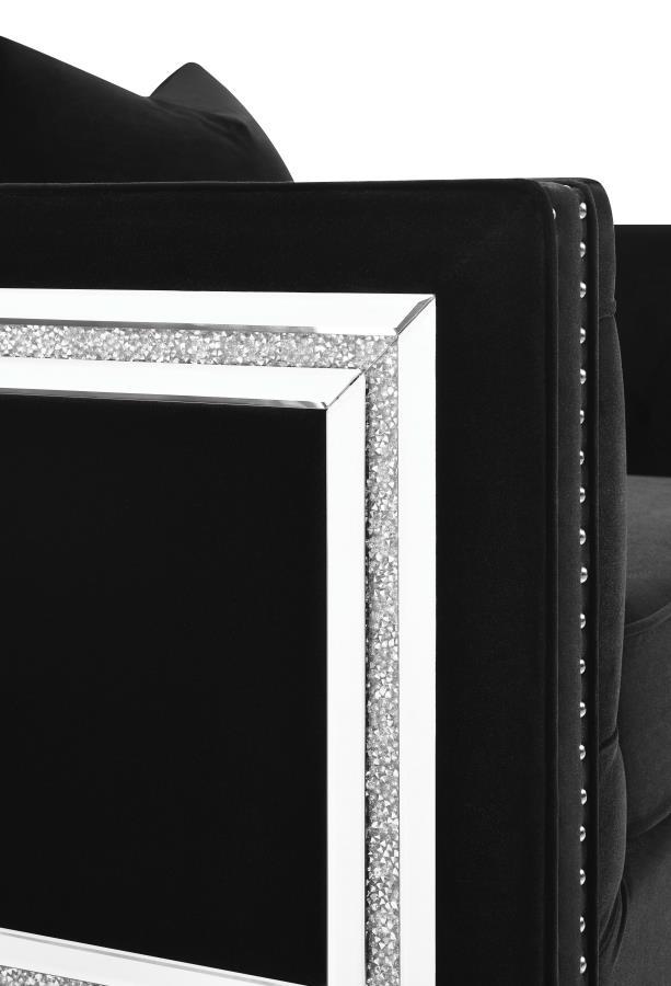 Delilah - Upholstered Tufted Tuxedo Arm Chair - Black