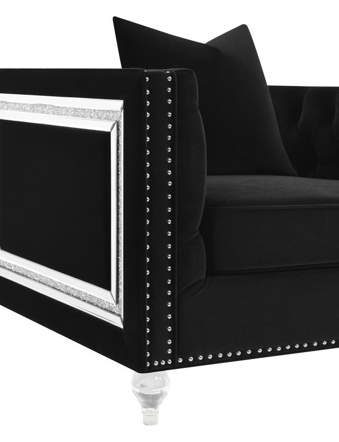 Delilah - Upholstered Tufted Tuxedo Arm Chair - Black