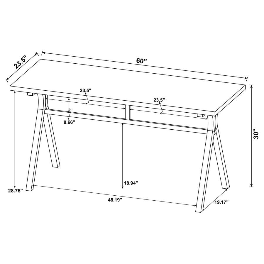 Tatum - Rectangular Writing Desk - Cement and Gunmetal