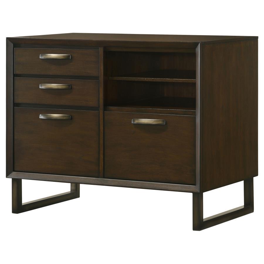 Marshall - 4-Drawer File Cabinet - Dark Walnut and Gunmetal
