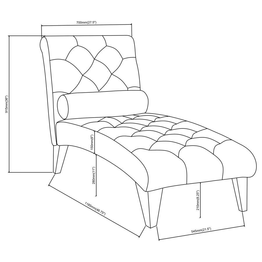 Daniel - Tufted Chaise With Small Bolster Pillow - Gray