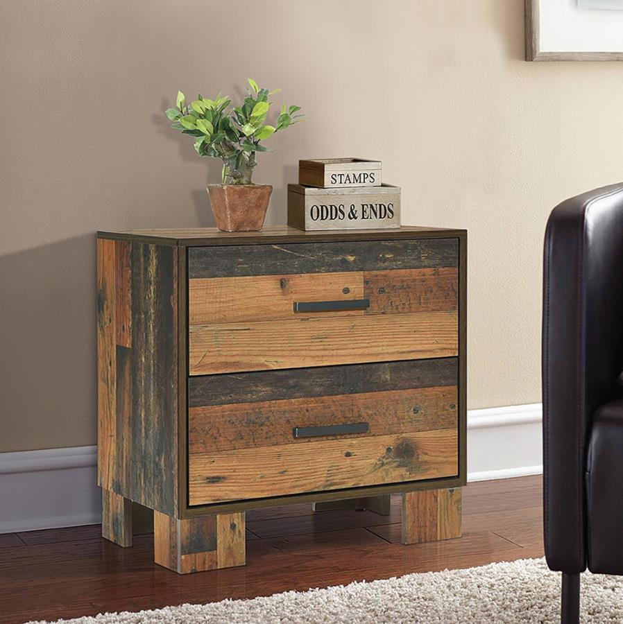 Sidney - 2-Drawer NightStand - Rustic Pine
