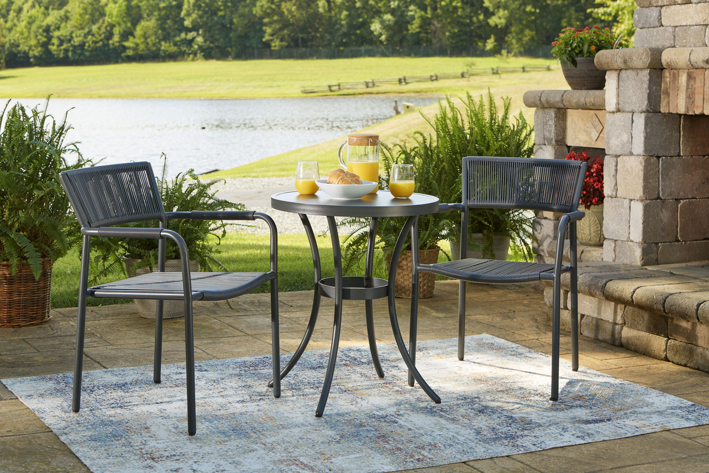 Crystal - Gray - Chairs W/Table Set (Set of 3)