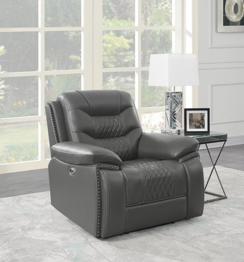 Flamenco - Tufted Upholstered Power Recliner - Charcoal