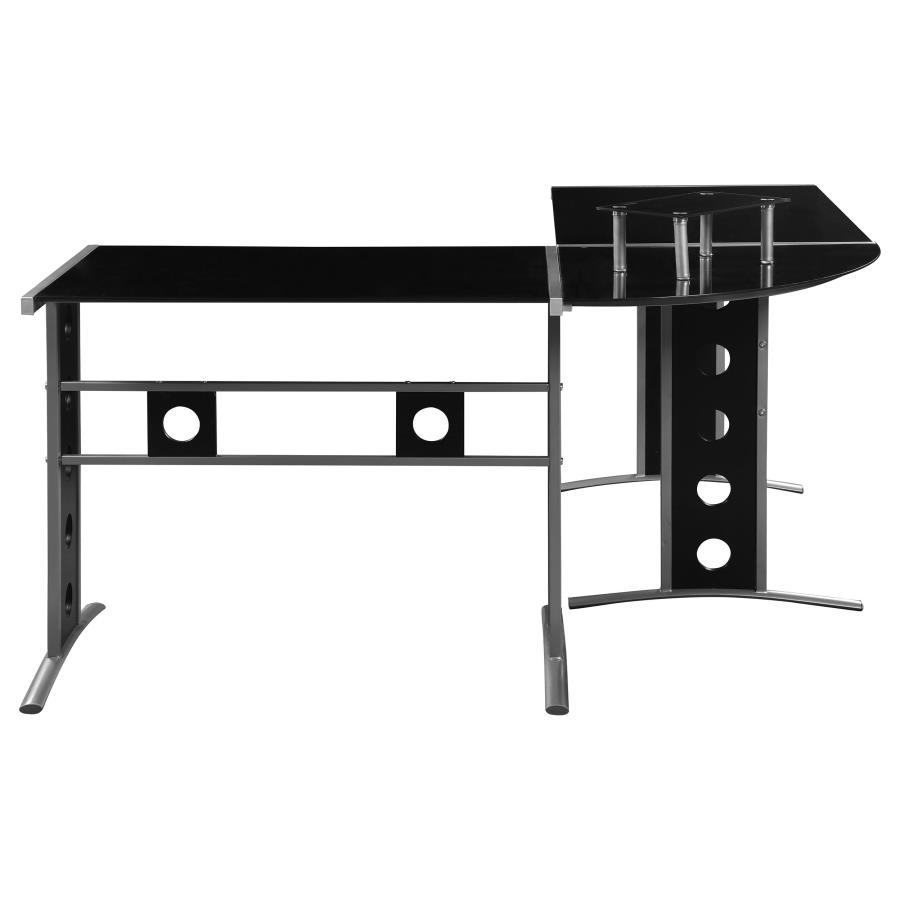 Keizer - 3-Piece L-Shape Office Desk Set - Black And Silver
