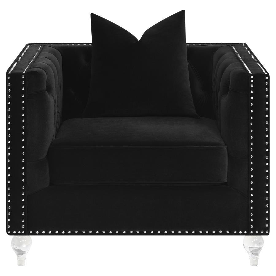 Delilah - Upholstered Tufted Tuxedo Arm Chair - Black