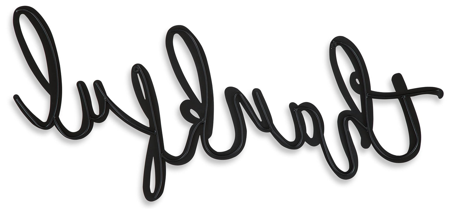 Emalee - Black - Wall Decor - Thankful