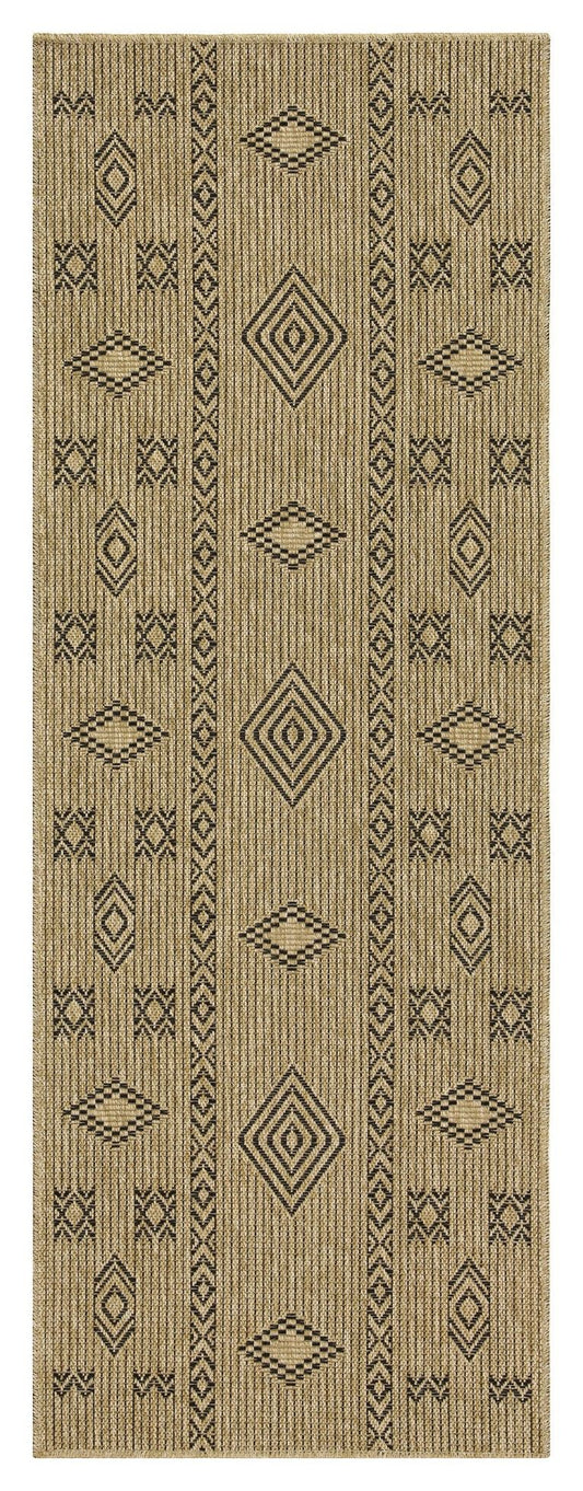 Earth - 2'7" X 7'3" Indoor / Outdoor Area Rug - Jute / Black