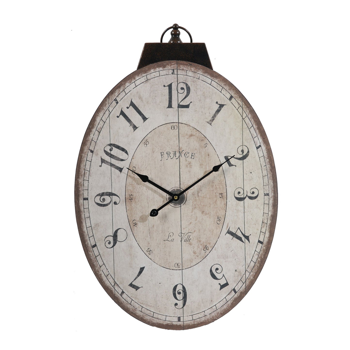 Oval Wall Clock, Traditional Vintage Home Decor Clock - Antique White