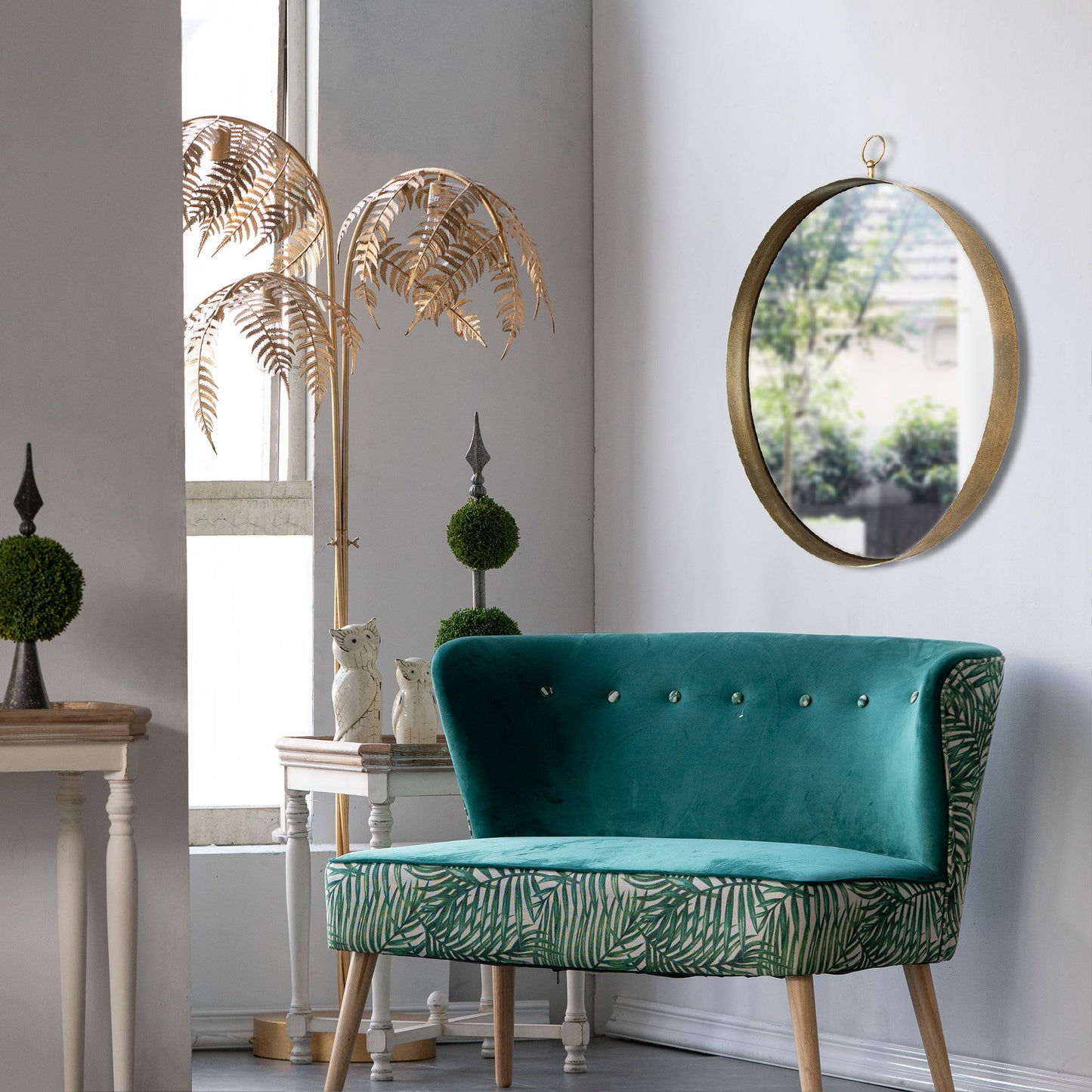 Round Mirror, Circle Mirror With Iron Frame For Living Room Bedroom Vanity, Entryway Hallway