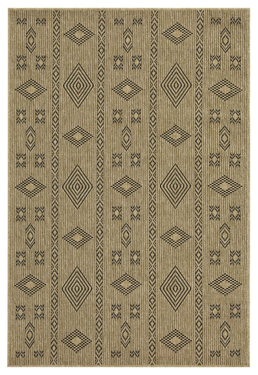 Earth - 5'3" X 7'3" Indoor / Outdoor Area Rug Polypropylene - Jute / Black