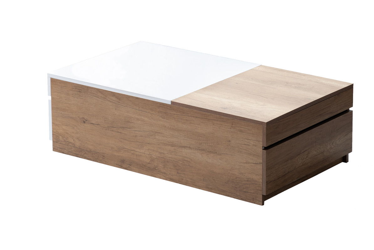 Arlo - 48.5" Wood Finish Coffee Table With Hidden Compartments And 2 Drawers - Light Brown