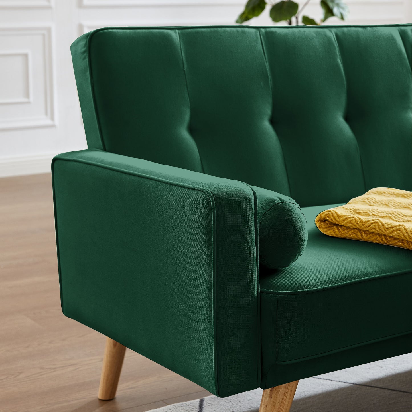 Mid-Century Linen Fabric Chesterfield Sofa Couch, Modern Love Seats Sofa Furniture, Upholstered Button Tufted Couch With 2 Bolster Pillows For Living Room Apartment