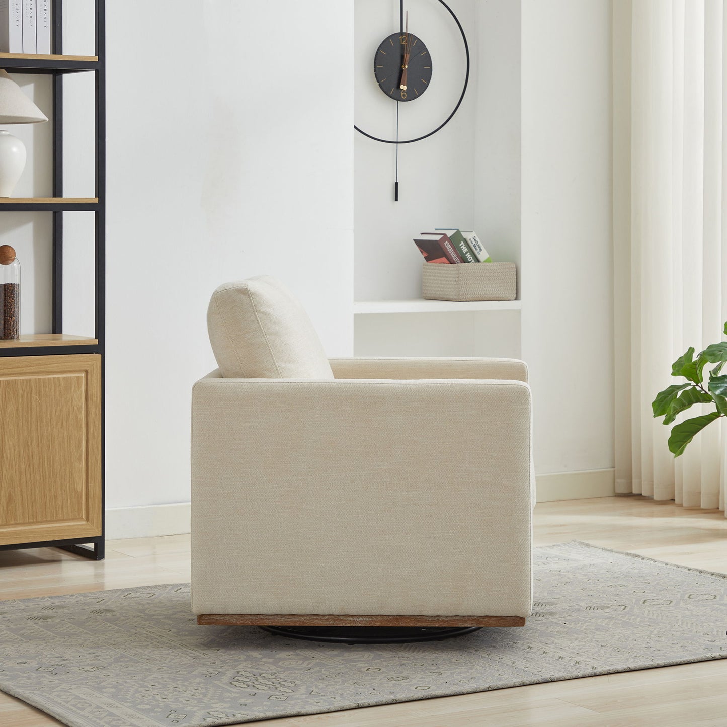 Square Upholstered Swivel Accent Chair And Comfy Accent Single Sofa Chair, 360° Club Chair, Lounge Armchair For Living Room Bedroom Apartment Nursery
